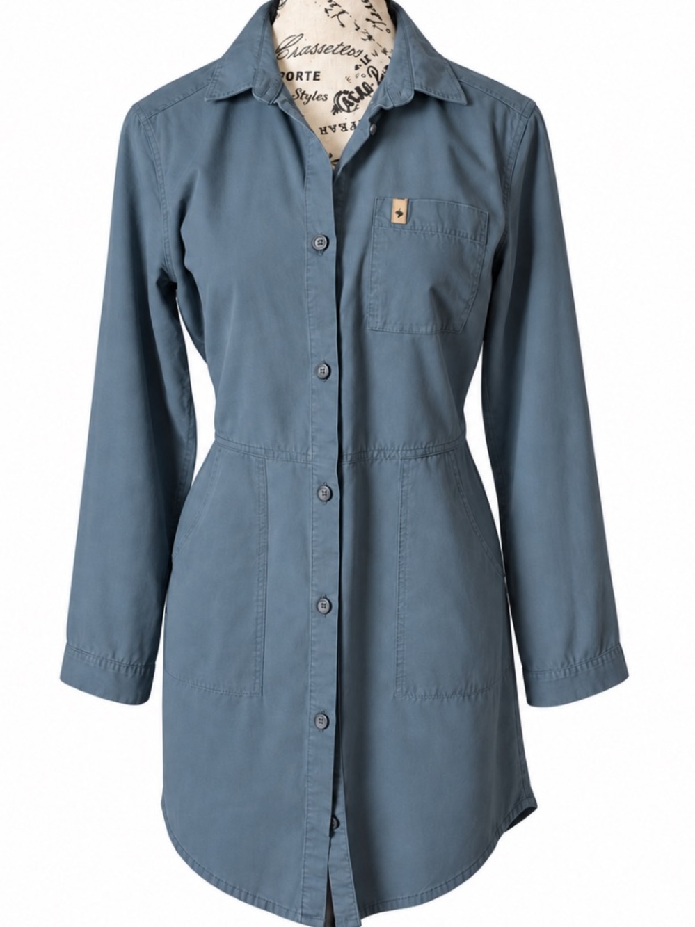 Fjallraven Blue Gray Utility Shirt Dress Womens Long Sleeve Shirtdress Tunic